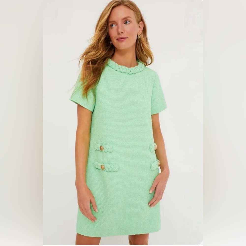Mint Green Braided Trim Shift Dress